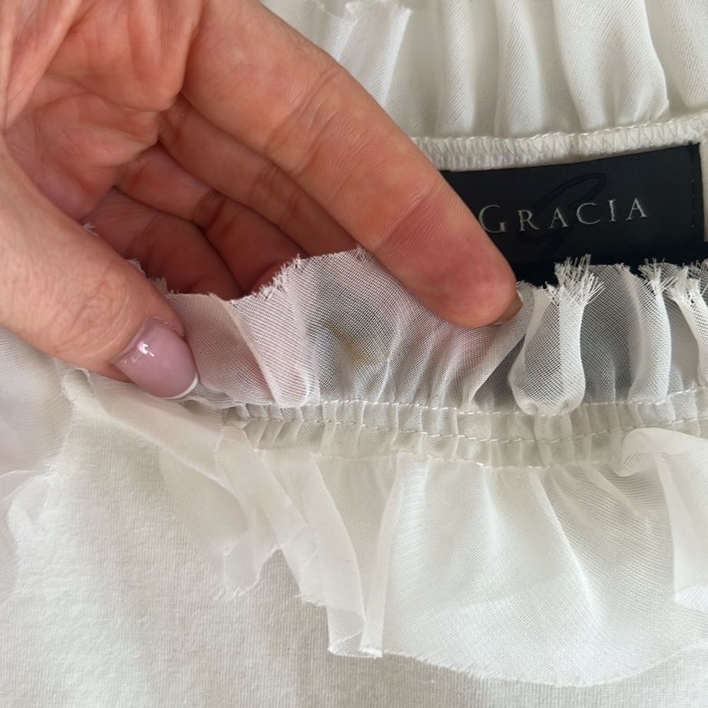 White Ruffled Top - Picture 3 of 4